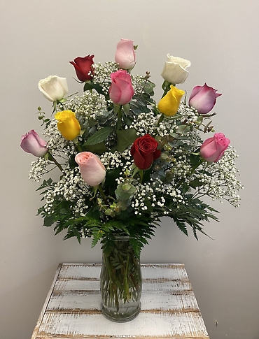 Dozen Roses Rainbow Mix
