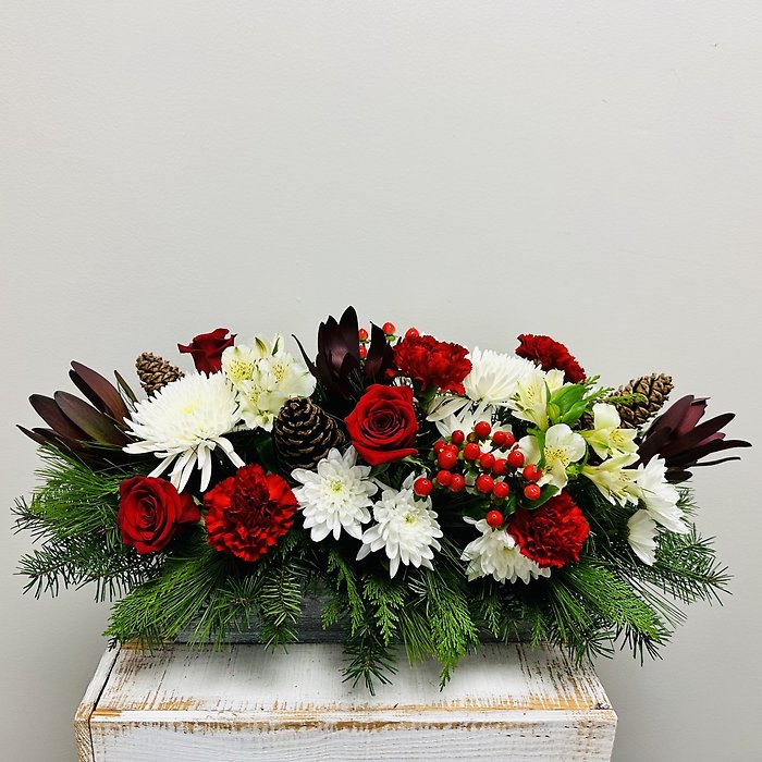 Winter Centerpiece in Wooden Box